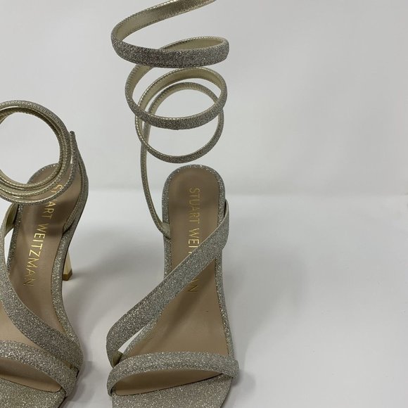 Stuart Weitzman Beatrix 100 Wrap Sandals Women's Size 8B Fig-Fine Glitter S0447 - Picture 6 of 13